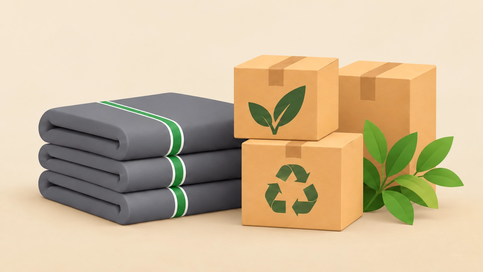 Couvertures de protection réutilisables, cartons kraft et feuillage, illustration A2TD